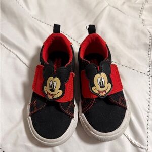 Kids Black & Red Mickey Mouse Slip-On Sneakers